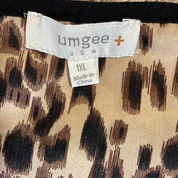 Umgee + Black Linen Leopard/Animal Print Back Dress 1XL Pockets Fringe 271F - Picture 7 of 8